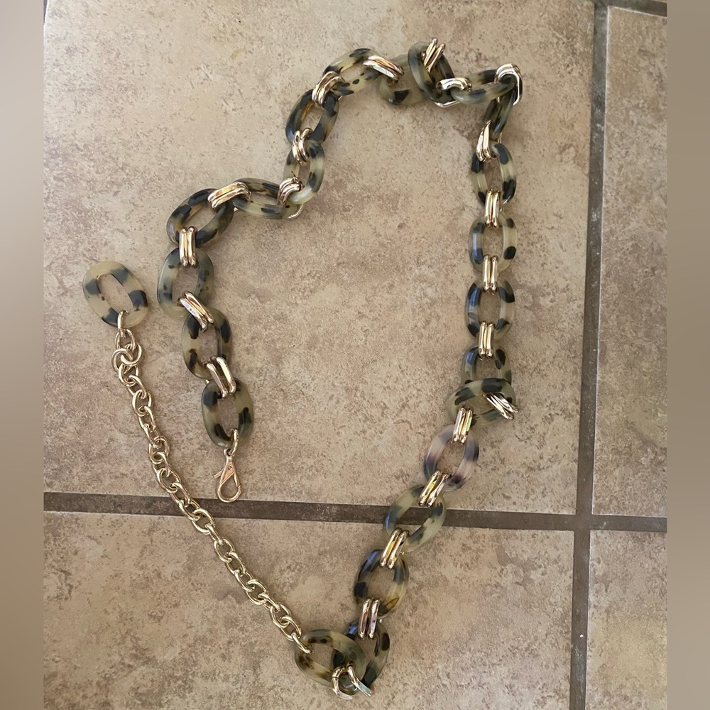 Anthropologie Tortoise Shell Enamel and Metal Belt S/M